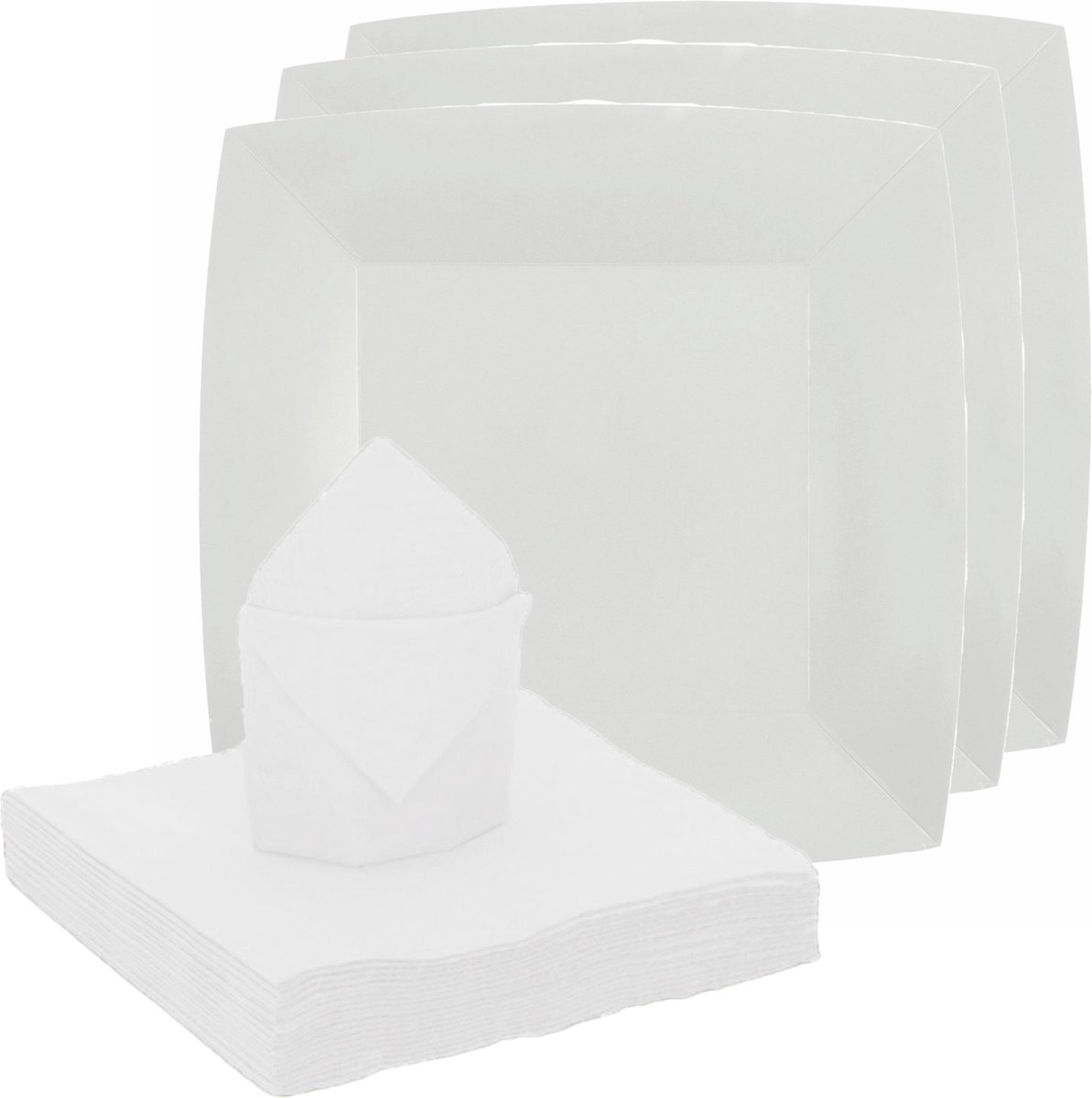 Santex feest/verjaardag servies set - 20x bordjes/25x servetten - wit - karton