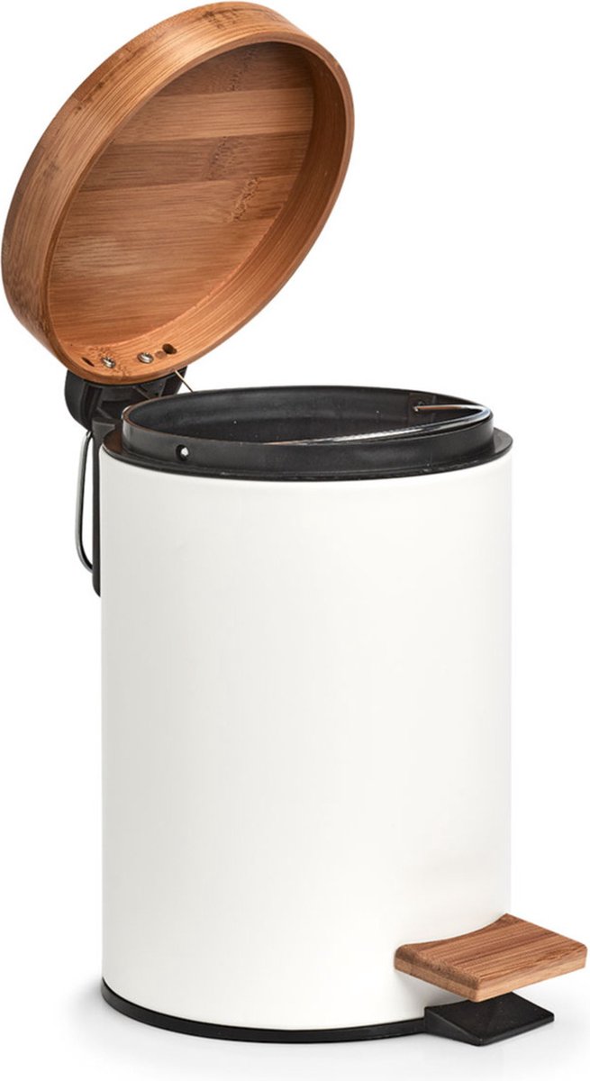 Spirella Erik Pedaalemmer, staal en bamboe, 5 l, taupe, mat