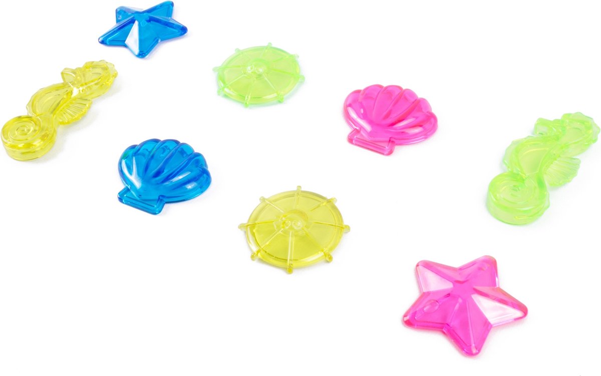 Set van 8x stuks gekleurde duikspeeltjes van kunststof - Zwembad speelgoed - Waterspeelgoed - Duikspeelgoed