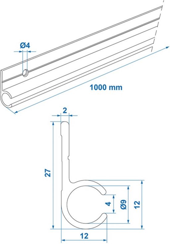 ProPlus Tentrail - Aluminium - 90 Graden - Inclusief Schroeven - 100 cm van ProPlus — afbeelding 3