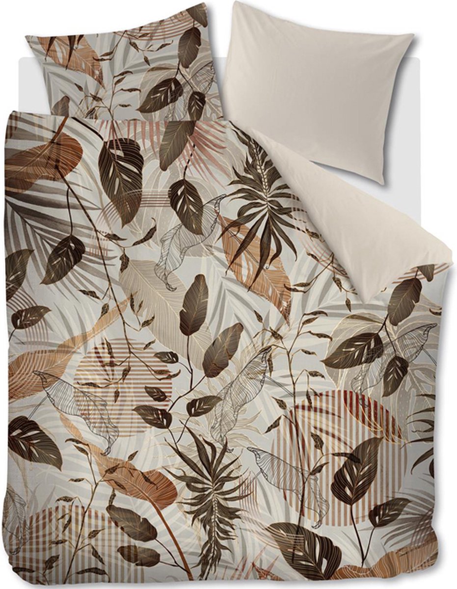 Riviera Maison Sunset Leafs dekbedovertrek - Tweepersoons - 200x200/220 - Bruin