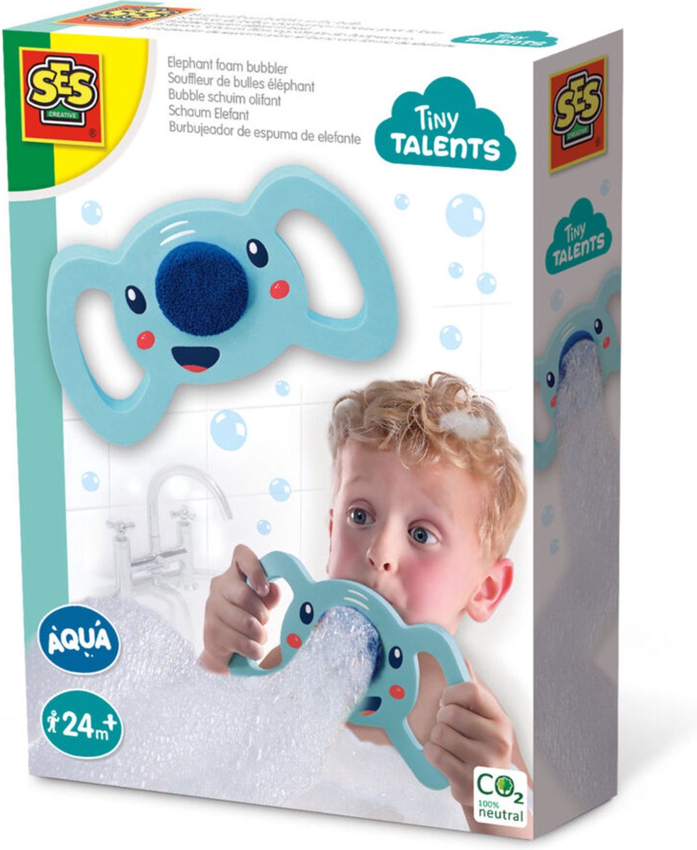 SES - Tiny Talents - Bubble schuim olifant badspeelgoed - maak bubbels met je badschuim, shampoo of douchegel - blijft drijven in bad Speelgoed 2 Jaar