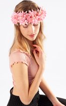 KIMU Bloemenkrans Haar Dahlia Lichtroze Bloemen Haarband Roze Festival