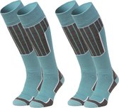 NOMAD® Skisokken Essential 2-Pack | 35/38 Groen | Warme sokken Dames / Heren | Lange Huissokken / Wandelen / Sporten | Knie Kousen | Goede vochtafvoer
