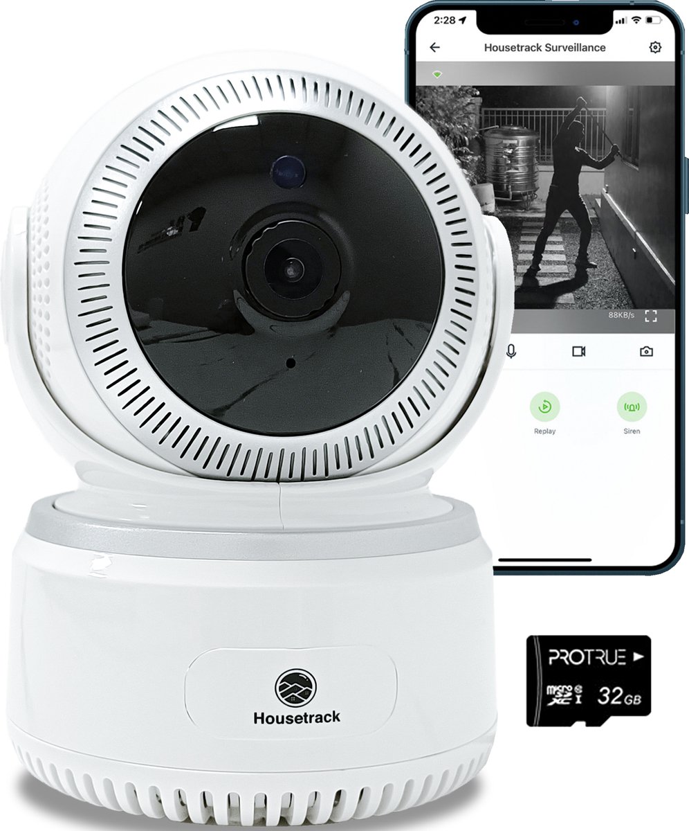 Housetrack Surveillance Camera - IP-camera - Binnencamera - HD-camera - 360° Beveiligingscamera voor thuis