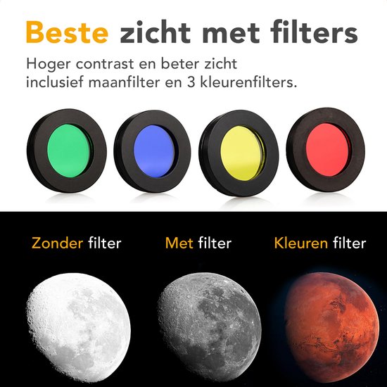 RP® Telescoop 625x Zoom incl 6 lenzen en Filterset Sterrenkijker Deluxe Set Wit - Afstandsbediening, Planisfeer, Leerboek en Smartphone Adapter