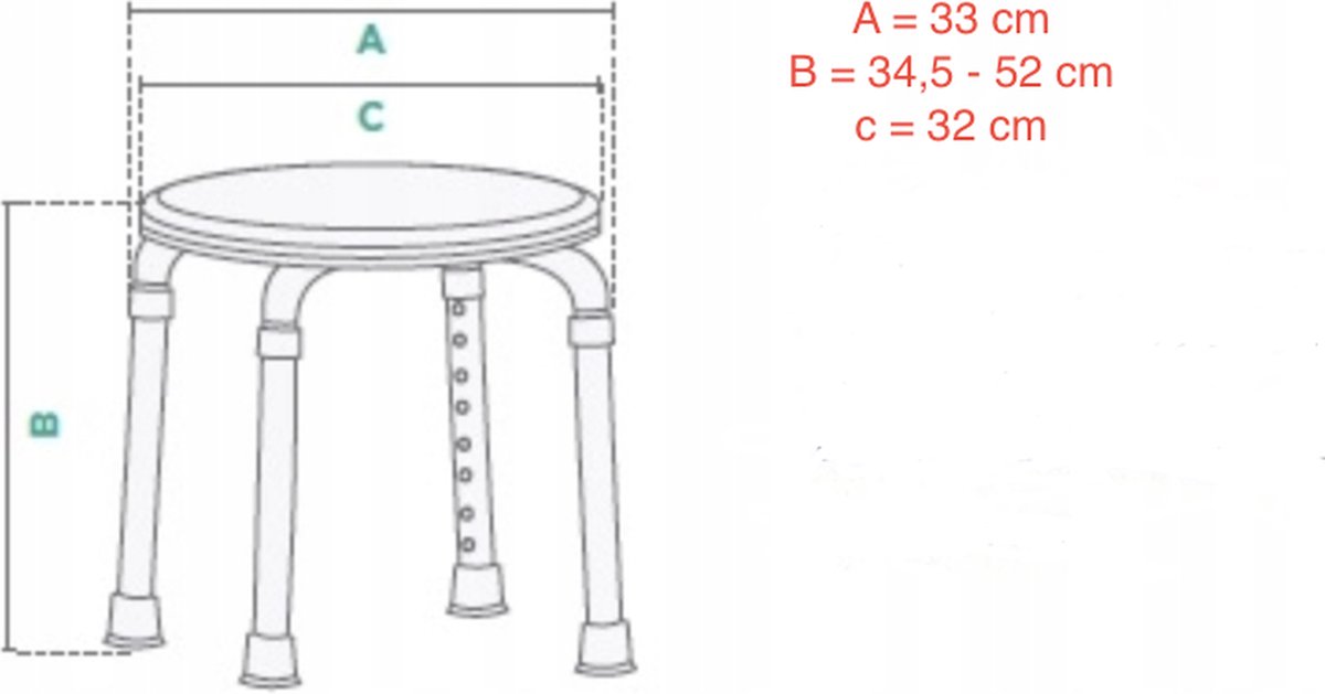 Verstelbare Douchestoel Antislip Douchekruk Douchekrukje