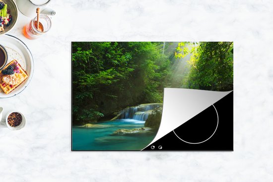 KitchenYeah® Inductie beschermer 77x51 cm - Jungle - Waterval - Planten - Jongens - Meisjes - Kinderen - Kookplaataccessoires - Afdekplaat voor kookplaat - Inductiebeschermer - Inductiemat - Inductieplaat mat