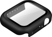 Hoes Geschikt voor Apple Watch Serie 7 (41mm) Stevig Extra Dun, Beschermglas – Zwart