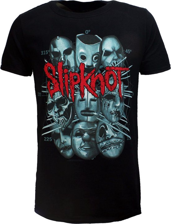 Slipknot Masks Band T-Shirt Zwart - Officiële Merchandise
