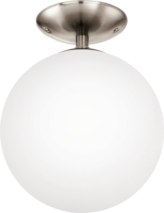 EGLO Rondo - Plafondlamp - 1 Lichts - Ø250mm. - Nikkel-Mat - Wit | bol