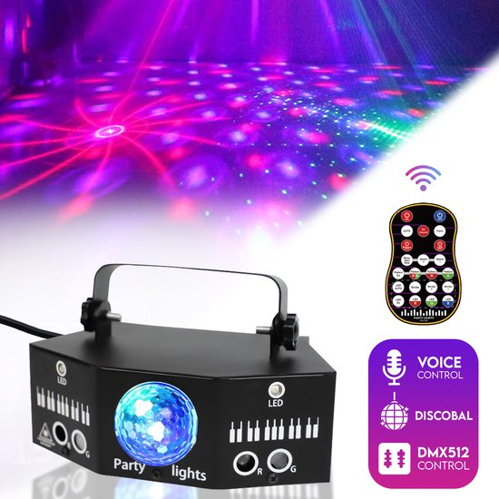6 Eye LED discobal – 6 verschillende kleuren – Spectaculaire/magische lichteffecten – Semiprofessioneel gebruik - Feestverlichting - Discolamp kinderen - Inclusief afstandsbediening