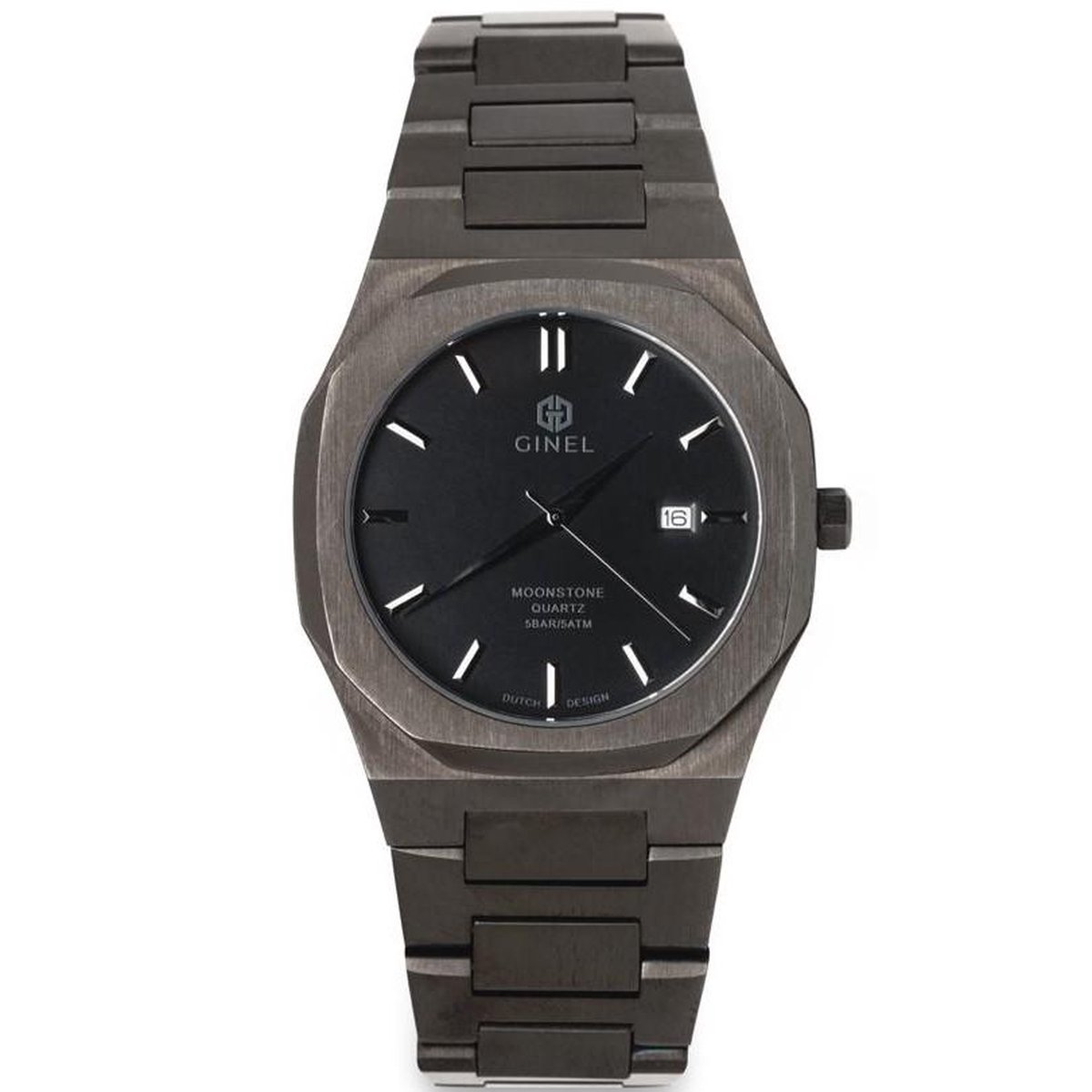 GINEL Heren Horloge – Horloge voor mannen – Donker Grijs – Roestvrij Staal – Waterdicht – 40 MM