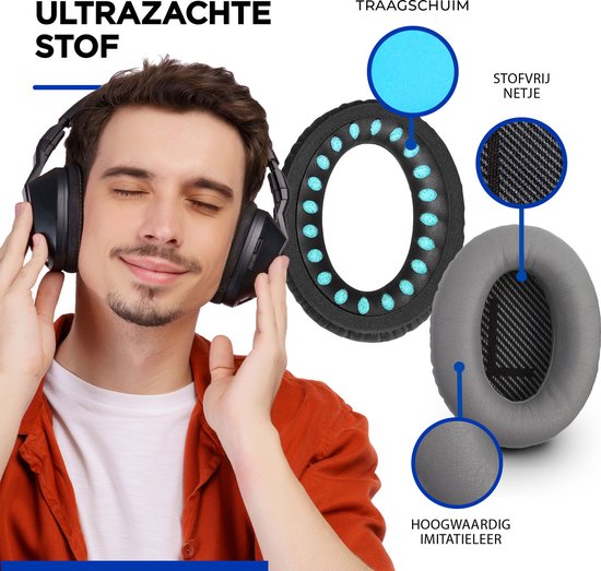 Set Oorkussens geschikt voor Bose QuietComfort 35 ii / 35 / 25 / 15 / 2 / Soundtrue - Soundlink Around-Ear AE2 / AE2W / AE2I - Oorkussens voor koptelefoon - Ear pads headphones grijs - Mix-Media