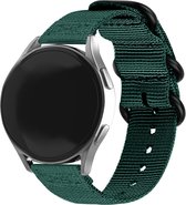 Strap-it Nylon gesp smartwatch bandje - geschikt voor Huawei Watch GT 2 42mm / GT 3 42mm / GT 3 Pro 43mm - donkergroen