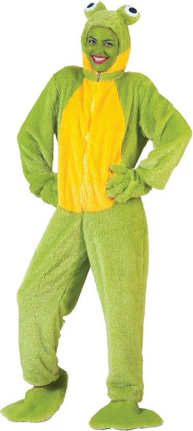 Pierros - Kikker Kostuum - Kikker Kostuum - Geel, Groen - Maat 40-42 - Carnavalskleding - Verkleedkleding