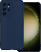 Hoes Geschikt voor Samsung S23 Ultra Hoesje Siliconen Back Cover Case - Hoesje Geschikt voor Samsung Galaxy S23 Ultra Hoes Cover Hoesje - Donkerblauw