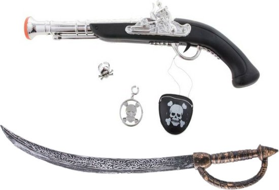 Piraten bandana, ooglapje en baard