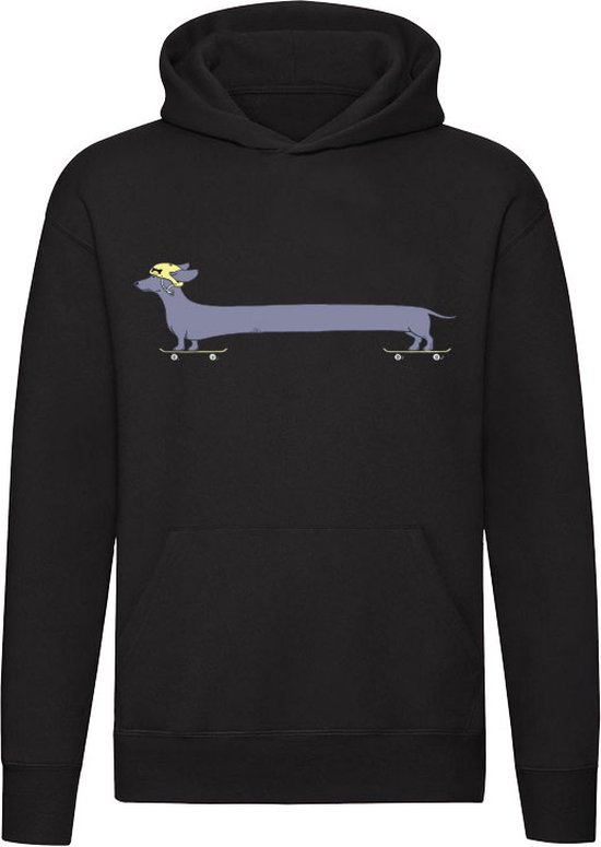 Teckel op skateboard Hoodie | hond | dog | huisdier | dierendag | skaten | grappig | Unisex | Trui | Sweater | Capuchon