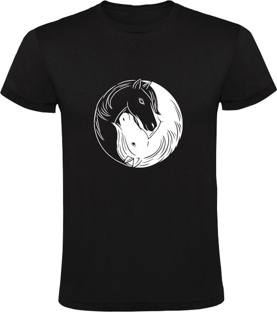 T-shirt homme cheval ying yang | cheval | cheval | les animaux | poney | journée des animaux | école d'équitation | équitation | Noir