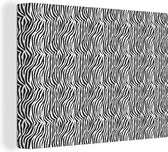 Canvas Schilderij Dierenprint - Zebra - Zwart - Wit - 120x90 cm - Wanddecoratie