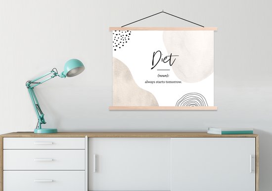 Support pour affiches avec affiche 60 x 45 cm - Affiche scolaire - Régime - Dictons - Dictionnaire - Citations - Définition du régime - Affiche textile - Lattes vierges