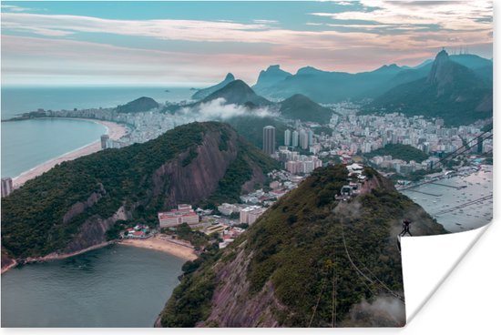 Berglandschap Rio de Janeiro Poster 90x60 cm - Foto print op Poster (wanddecoratie)