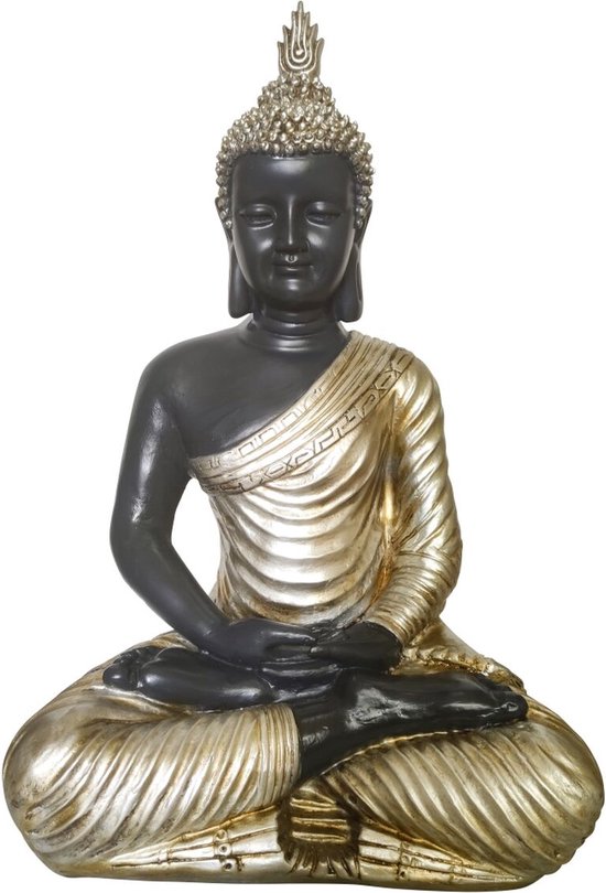 Decoratieve figuren DKD Home Decor Zwart Gouden Boeddha Hars Orientaals (31 x 22 x 49 cm)