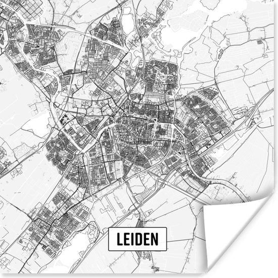 Poster Stadskaart Leiden - 75x75 cm - Plattegrond