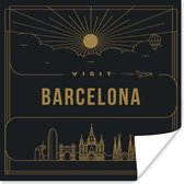 Stadsaanzicht Barcelona - wit poster papier 100x100 cm - Foto print op Poster (wanddecoratie woonkamer / slaapkamer) / Europese steden Poster