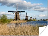 Les moulins à vent hollandais de Kinderdijk pendant une journée ensoleillée Poster 40x30 cm - petit - Tirage photo sur Poster (décoration murale salon / chambre)