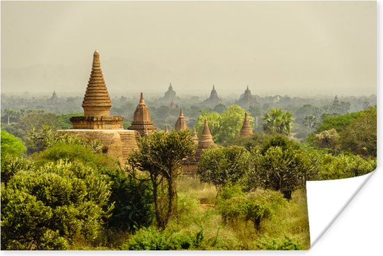 Bagan tempels in Myanmar Azie Poster - Foto print op Poster (wanddecoratie woonkamer / slaapkamer)