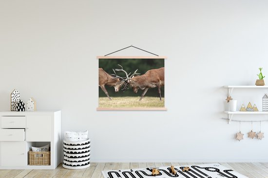 Deux lattes d'affiche textielposter de cerf de combat blanc 120x90 cm