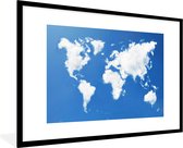 Fotolijst incl. Poster - Wereldkaart - Wolken - Lucht - Kinderen - Jongens - Meisjes - 90x60 cm - Posterlijst