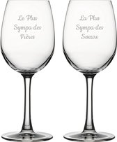 Witte wijnglas gegraveerd - 36cl - Le Plus Sympa des Frères & La Plus Sympa des Soeurs