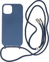 Hoesje met Koord 2.5mm Dikke Back Cover Kleur Navy geschikt voor Iphone 14
