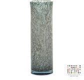 Design Vaas Cilinder - Fidrio ROCKY GREY - glas, mondgeblazen bloemenvaas - diameter 12 cm hoogte 38 cm