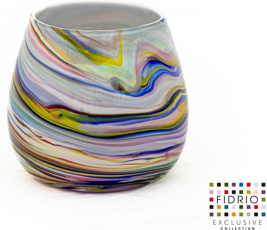 Vase Design FIORE - Fidrio CARIBBEAN - vase à fleurs en verre soufflé à la bouche - hauteur 15 cm