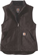 Carhartt Women’s Washed Duck Sherpa Lined Mock Neck Vest - Dark Brown - maat XL