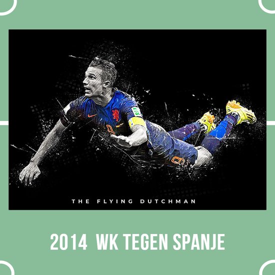Allernieuwste.nl® Canvas Schilderij Robin van Persie Prof Voetballer - Duik Doelpunt 2014 Voetbal Soccer - kleur - 50 x 70 cm