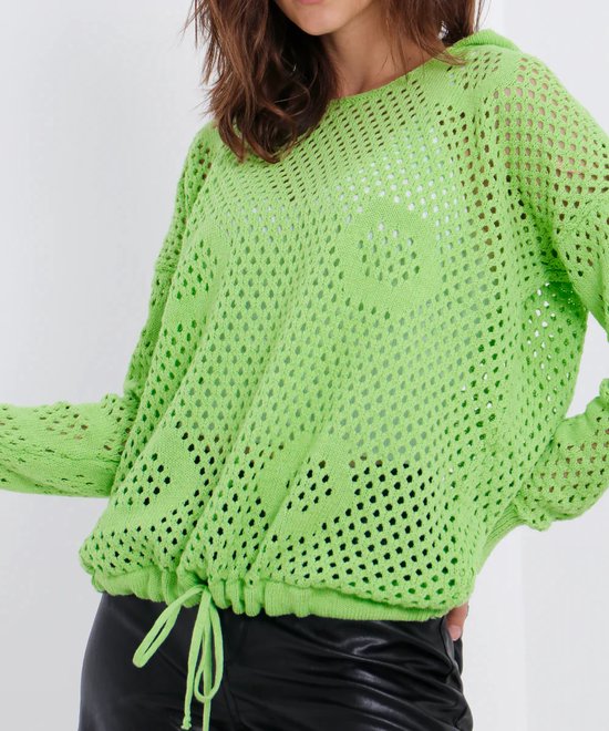 Sockston Groene zomer hoodie met capuchon dames trui met gaatjes Top voor vrouwen