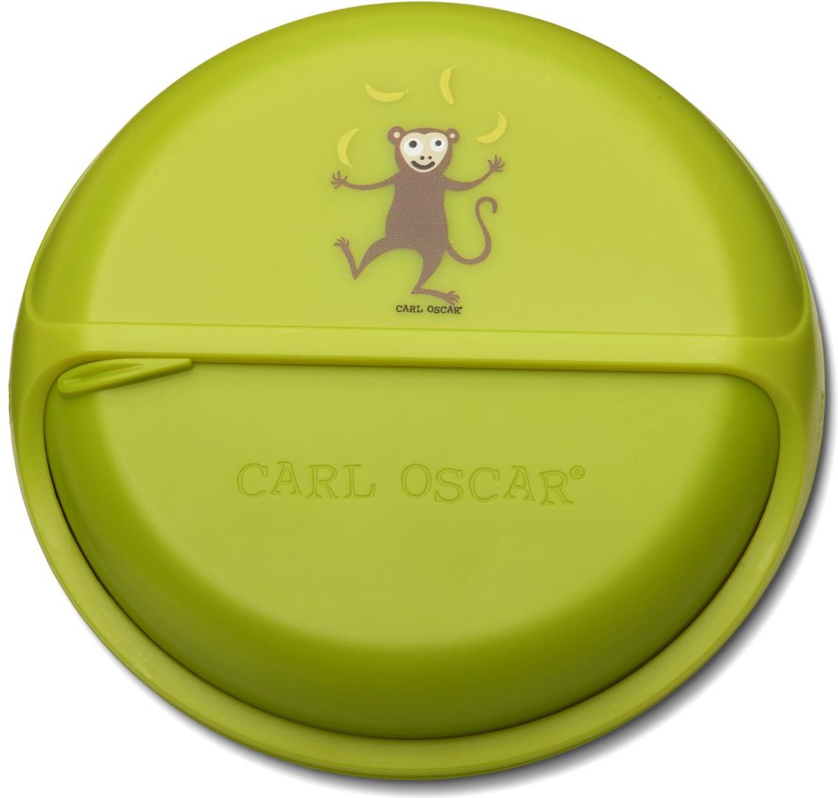 Carl Oscar SnackDisc - Take away opbergdoos - kunststof - limoen - aap - D 15 cm - H 4.5 cm