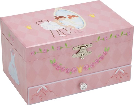 Jewelkeeper® Muziek- en Sieradendoosje voor Meisjes - Diamanten Ballerina - Uitschuifbare Vakken - Zwanenmeer Melodie