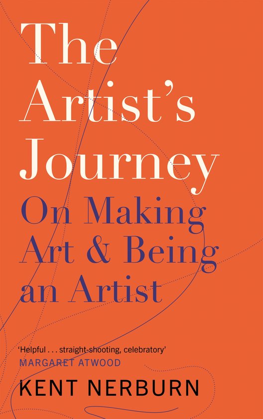 Boekomslag van 'The Artist's Journey' op een oranje achtergrond met witte en blauwe tekst.