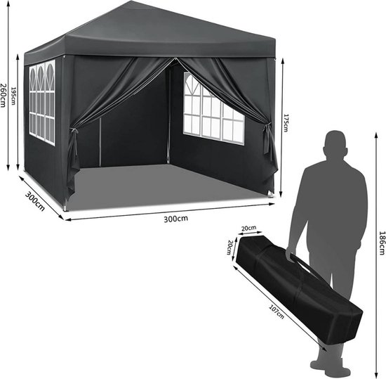 YITAHOME Event Dome Gazebo, 3.5 x 3.5 x 2.3 m, Waterproof, Camping Gazebo, Tents, Garden Tent, Party Tent, Garden Gazebo with 4 Insect Protection Side Walls, Blue