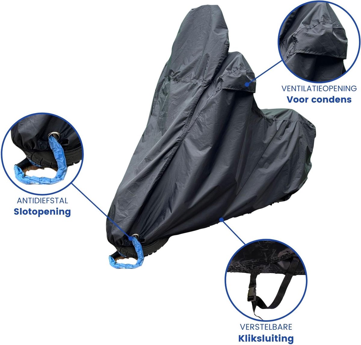 Scooterhoes met windscherm - maat L - waterdicht - scooter hoes - voor Vespa, Fiddle, Peugeot, Piaggio – foto 2