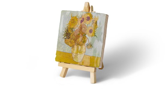 Kunsttegeltje De Zonnebloemen - Van Gogh - Met houten ezeltje
