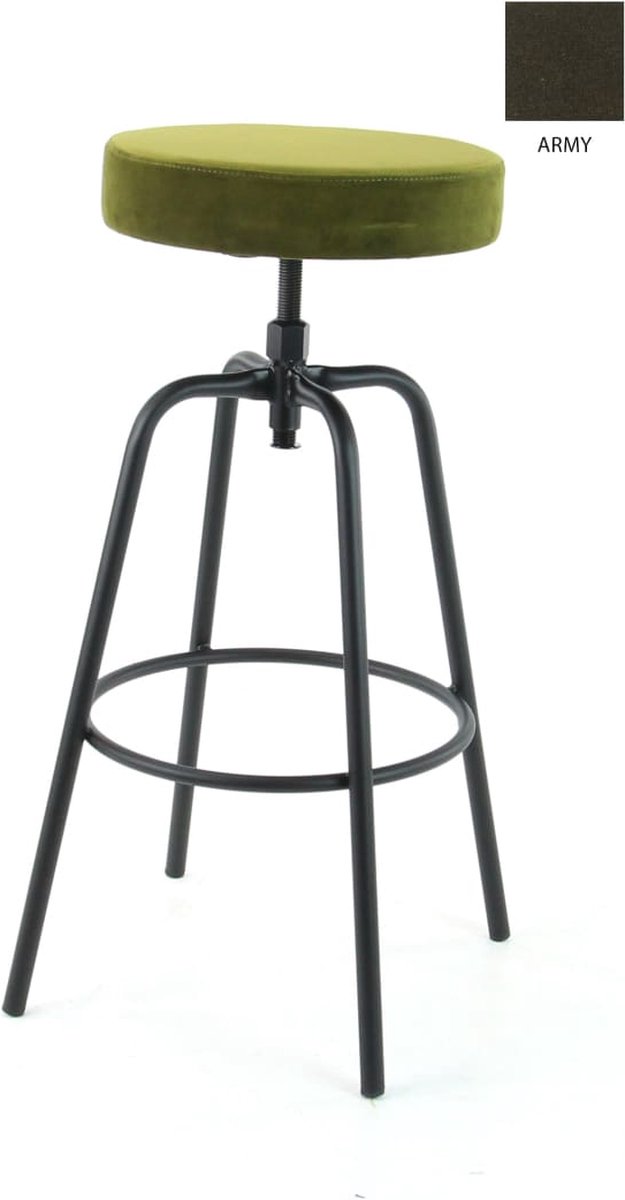 Workliving Barkruk Hoog Rond - Velvet Army - 74-82 CM