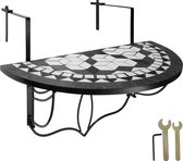 tectake - Table de balcon mosaïque pliable noir / blanc