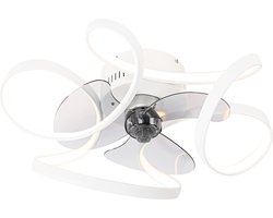 QAZQA mandy - Dimbare LED Plafondventilator met Verlichting | Lamp en Afstandsbediening - 1 lichts - Ø 55 cm - Wit - Woonkamer | Slaapkamer | Keuken